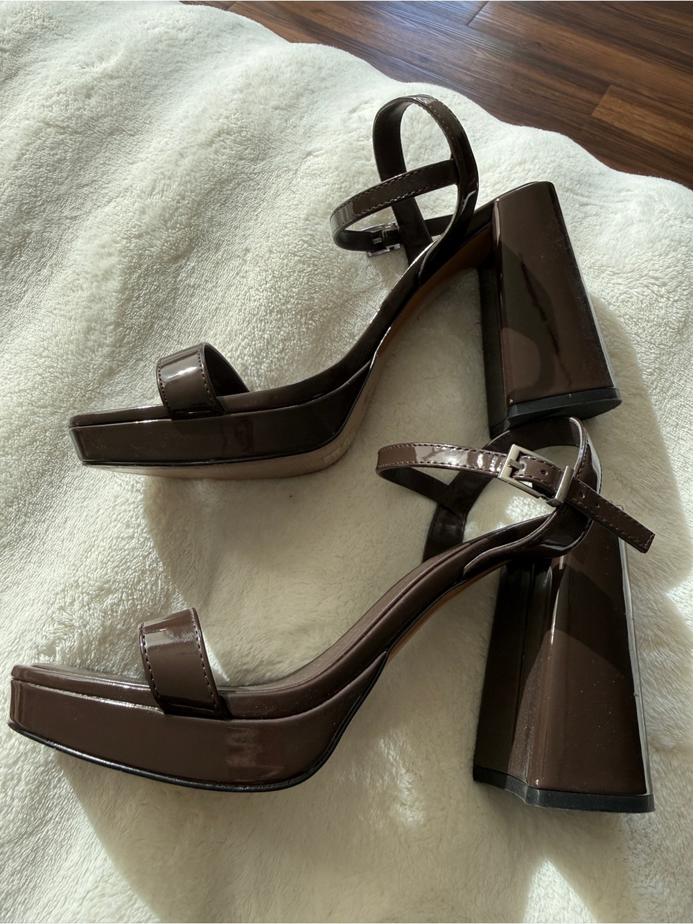 Brown Platform Block Heel Sandals - Brown